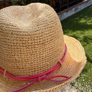 Hat Attack Straw Sun Hat with Pink Accent